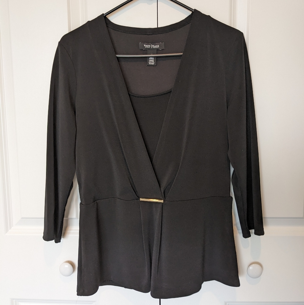 3/4 Length Black Blouse